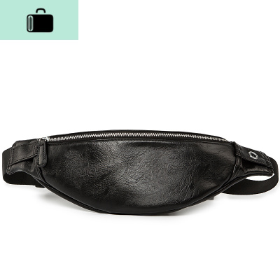 时尚男包休闲新款青年胸包 韩版皮质街头后背包小挎包运动小腰包NEW LAKE 黑色胸包男士手拿包