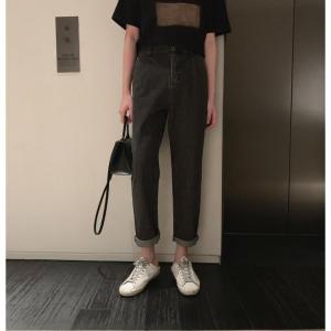 梵克公牛新款时尚春季新款黑色牛仔裤男宽松韩版潮流百搭休闲裤子 黑灰色