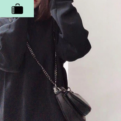 2020新款潮包包女复古马鞍包腋下流浪包双链条包单肩斜挎包NEW LAKE 黑色女士单肩包