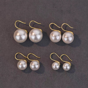 s925银针施家珍珠耳钉女高级感耳钩耳坠高跟鞋珍珠耳环2025新款潮送女朋友老婆情人节七夕生日礼物