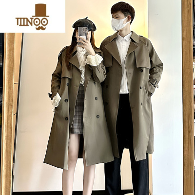 YANXU情侣装2023秋季小众设计感韩版中长款风衣复古感百搭大衣潮流