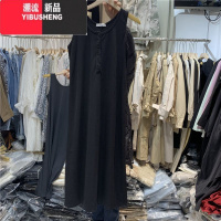 YIBUSHENG特大码300斤纽扣百搭无袖吊带背心长裙女胖MM内搭宽松休闲连衣裙2