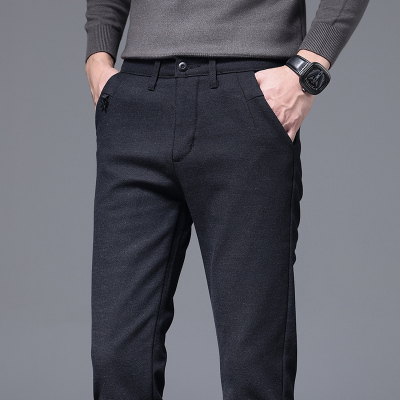 金盾(KIN DON)冬季高端休闲裤男士黑色潮牌秋冬厚款修身百搭小脚长裤子