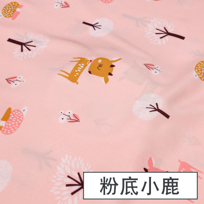 家柏饰(CORATED)印花人造棉布料绵绸棉绸布儿童宝宝夏季睡衣服装面料 粉底小鹿(1米价)