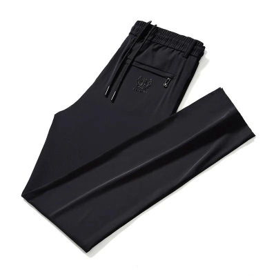 商务休闲西裤男士夏季冰丝薄款拉链直筒蜘蛛刺绣休闲长裤