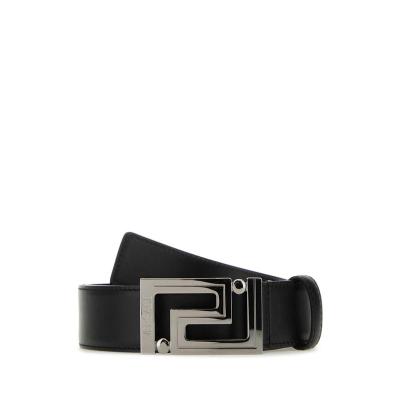 Versace男士经典皮带简约大气黑色宽扣时尚腰带