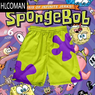 HLCOMAN派大星短裤男夏季套装潮居家冰丝大码运动睡裤宽松沙滩花裤子五分