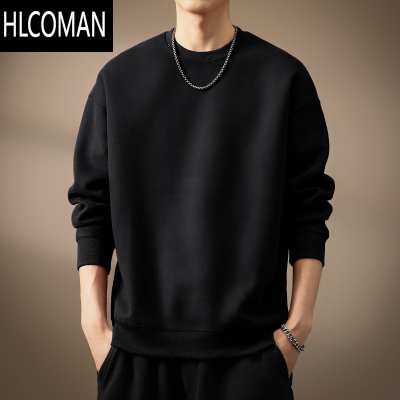 HLCOMAN高端潮牌简约基础款卫衣男秋季新款宽松圆领长袖T恤打底衫男