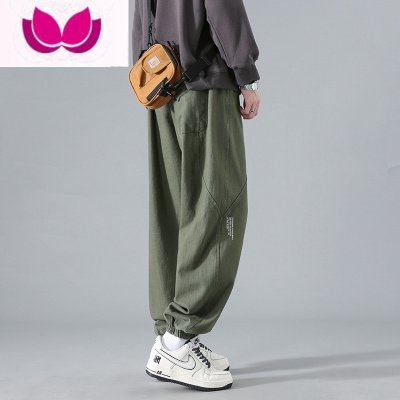 七斓束脚工装裤男款2023新款春季美式宽松休闲裤大码男生运动裤子