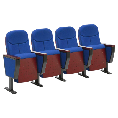 臻远ZY-LTY-29礼堂椅剧院椅会议室塑壳椅子蓝色不带前写字板四人位