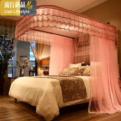 蚊帐加密加厚u型轨道导轨1.8m/1.5米床家用支架落地宫廷公主风2.0 三维工匠