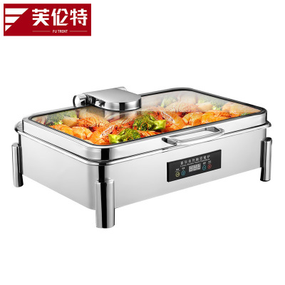 芙伦特 厨房保温售饭机数显温控长方形液压餐炉304不锈钢全透视窗口智能触控布菲炉GT-SWBFLC3-9