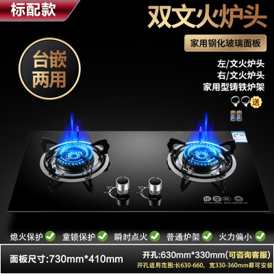 鱼跃星空大火力燃气灶双灶家用天然气厨房台式液化气嵌入式煤气灶_标配款5.2kw熄火保护_液化气