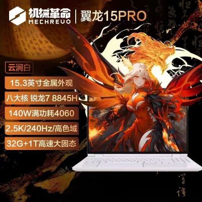 机械革命翼龙15Pro笔记本电脑 99Wh长续航R7-8845H 32G 1TB RTX4060全新笔记本电脑白色