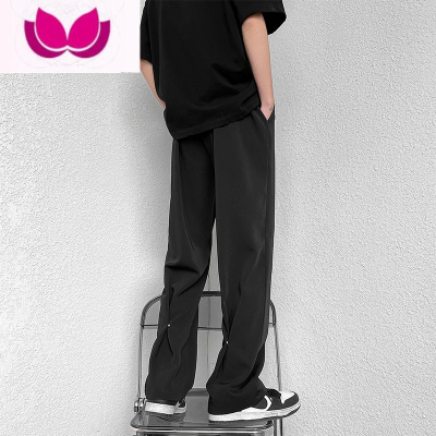 七斓欧美垂感裤子男美式高街vibe潮牌设计感小众黑色西裤宽松休闲长裤