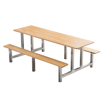 利特莱依学校食堂不锈钢餐桌椅4人6人16人位工厂员工饭堂连体快餐桌椅组合8人位防火板