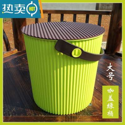 敬平加厚塑料收纳桶带盖可坐人洗澡凳幼儿园储物桶大号钓鱼桶洗车水桶 深咖啡 盖绿桶 圆形大号