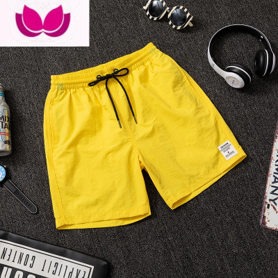 七斓夏季纯色短裤男欧美宽松大码沙滩裤速干休闲薄款加肥加大五分裤潮