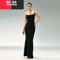YIBUSHENG美式复古针织吊带长裙女2024季新款连衣裙修身包臀裙子
