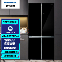 卖场同款松下 NR-W632CG-K 628升十字对开门双循环冰箱 宽幅变温 APP智控 一级能效 钢化玻璃面板 黑色
