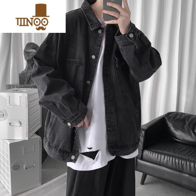 YANXU牛仔外套男秋季oversize高街vibe美式潮牌痞帅感夹克男上衣服