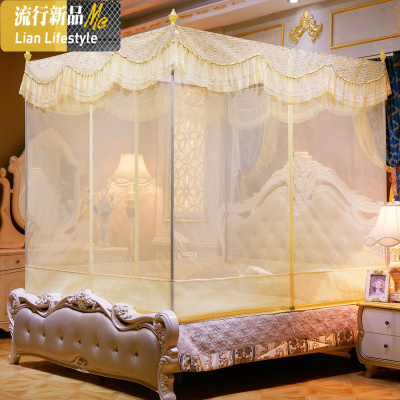 2019新款蚊帐拉链支架蒙古包1.5/1.8m米床x2.0米双人家用加密加厚 三维工匠