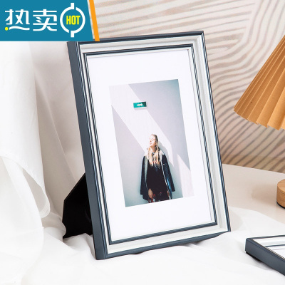 敬平北欧创意相框摆台高级感6寸7寸8轻奢桌面摆件洗照片做成画框挂墙 曜石蓝 A4摆桌+挂墙[21*29.7cm]