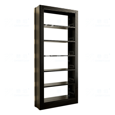 臻远 ZY4072606 钢制书架图书馆书架资料架 单面6层一列一组黑色 1000*300*2000