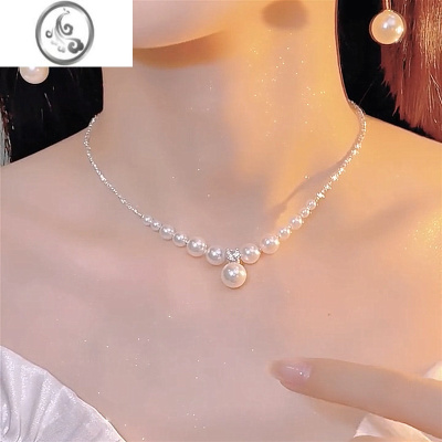 JiMiS925银色碎银子珍珠项链女新款轻奢小众设计感高级气质珍珠锁骨链