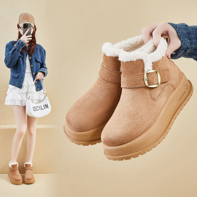 加绒高帮雪地靴女冬季新款学生ins韩版保暖休闲街拍增高_1