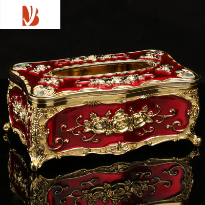 三维工匠欧式纸巾盒客厅创意抽纸北欧ins家用纸抽盒KTV茶几简约餐巾盒 金红