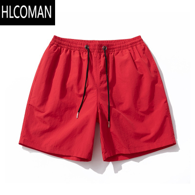 HLCOMAN男士短裤夏季欧美运动速干五分裤纯色休闲宽松大裤衩沙滩裤男潮