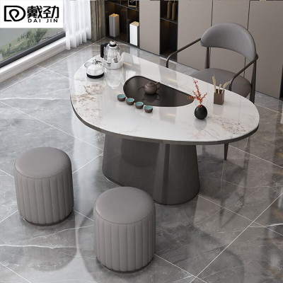 戴劲岩板茶桌椅组合现代家用阳台客厅简约茶桌办公室泡茶桌1.2桌1主椅2凳