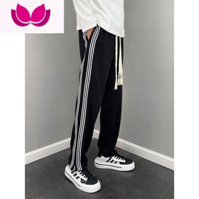 七斓拉链侧条春季薄款垂感休闲拖地裤直筒宽松百搭阔腿裤子男潮牌卫裤