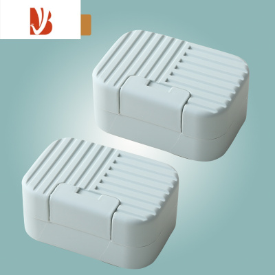 三维工匠带盖沥水翻盖香皂盒卫生间大号皂托架家用创意密封便携旅行肥皂盒 蓝色2个装