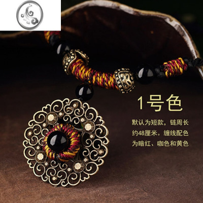 JiMi复古风挂饰吊坠锁骨链配饰装饰品短款颈链毛衣链挂件民族风项链女