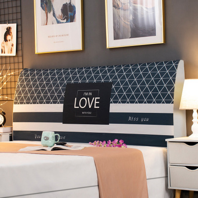 床头套罩北欧风格全包通用防尘软包保护床靠背简约现代木 蓝色格子 高度50-65*长度220cm通用款