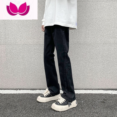 七斓直筒修身高街男士牛仔裤2023新款美式复古vibe黑色休闲裤子