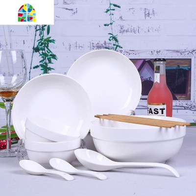 封后2人 碗碟套装家用吃饭碗中式碗筷碗盘组合餐具汤碗骨瓷微波炉 FENGHO 卡通猫2碗2盘2勺2筷1汤碗1汤勺 1