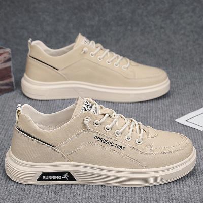 秋冬季新款男士休闲日常百搭舒适平底小白鞋系带舒适懒人潮流板鞋