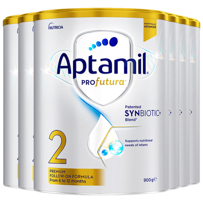 [6罐装]Aptamil澳洲原装进口爱他美白金版2段6-12个月婴幼儿配方奶粉900g