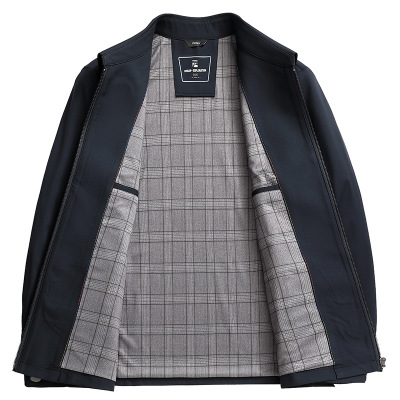 厂家夹克男春秋季新款中年爸爸商务休闲翻领拉链男士外套