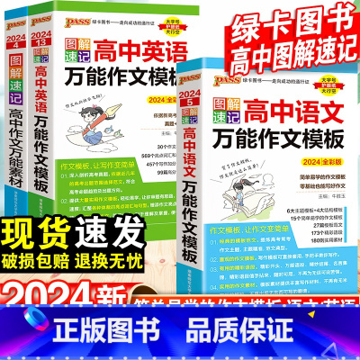 [3本套]语文+英语万能作文模板+作文素材 高中通用 [正版]2024新高中语文英语作文模板高考满分作文高中写作范文高中