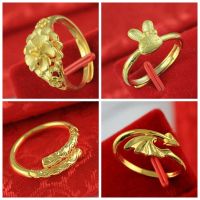 金满多 可爱兔子女生戒指 经典流行花朵女戒简约指环个性箭头戒指送女朋友老婆情人节七夕生日礼物