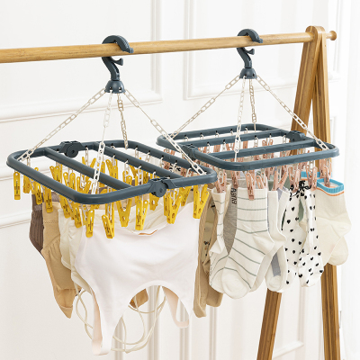 [补贴10%]家用多功能挂钩宿舍晒袜子衣架多夹子婴儿防风晾衣架神器挂内衣架