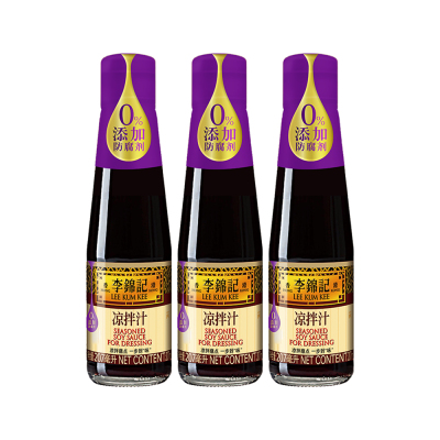 李锦记(LEE KUM KEE)凉拌汁 凉拌菜拌面凉皮酱油 拌黄瓜蔬菜沙拉0添加防腐剂调料汁 凉拌汁 207ml*3瓶