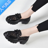 SUNTEK厚底网纱乐福鞋女2023年新款夏季一脚蹬女鞋松糕底镂空单鞋子