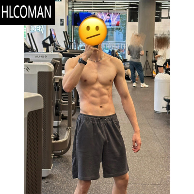 HLCOMAN灰色冰感速干短裤男生夏天健身锻炼五分裤高级感跑步运动裤子过膝