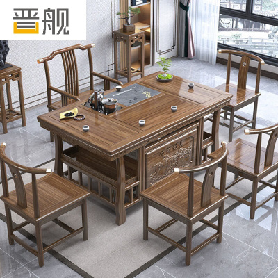 晋舰茶台小型泡茶桌椅组合阳台茶几茶具套装一体1.5米+梳椅+4月牙