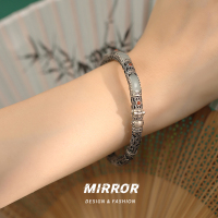 925纯银烟紫和田玉银手镯女镯子手环手饰2025年气质时尚银匠国潮送女朋友老婆情人节七夕生日礼物